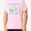 Herren-T-Shirt aus Baumwolle mit Gin- und Blumendruck