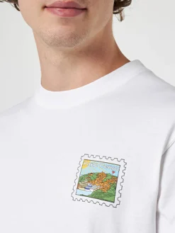 Herren-T-Shirt aus Baumwolle mit Porto Cervo-Postkartendruck auf Vorder- und Rückseite | ALESSANDRO ENRIQUEZ SONDERAUSGABE