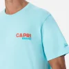 Herren-T-Shirt aus Baumwolle mit platziertem Capri Addicted-Postkartendruck