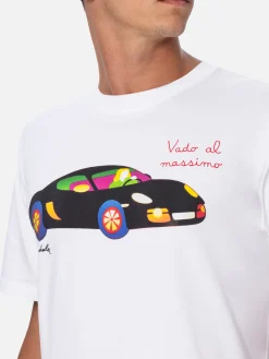Herren-T-Shirt aus Baumwolle mit Aufdruck und Stickerei „St. Barth Aperitif“ | MARCO LODOLA SONDERAUSGABE