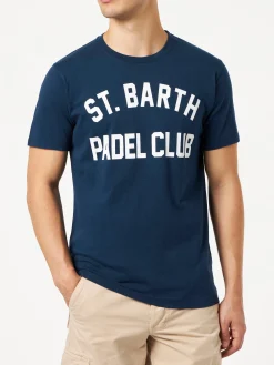 Herren-T-Shirt aus Baumwolle im Vintage-Stil mit St. Barth Padel Club-Aufdruck