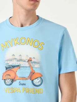 Herren-T-Shirt aus Baumwolle mit Mykonos-Vespa-Aufdruck | VESPA® SONDEREDITION