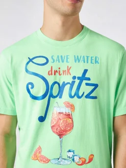 Herren-T-Shirt aus Baumwolle mit Spritz-Print