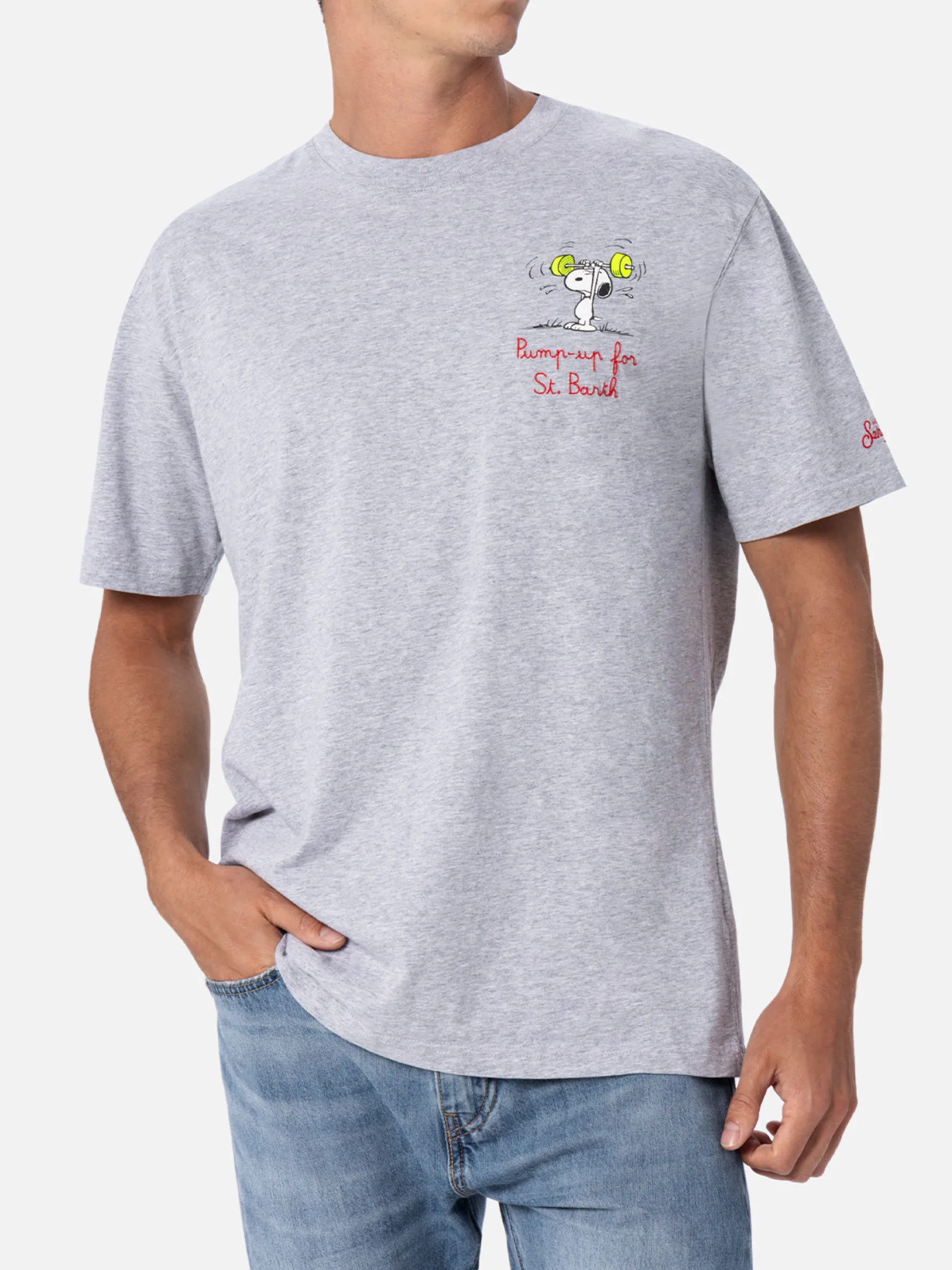 Herren-T-Shirt aus Baumwolle mit Snoopy-Aufdruck und Stickerei | SNOOPY PEANUTS™ SONDEREDITION