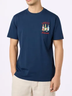Herren-T-Shirt aus Baumwolle mit Spritz-Stickerei