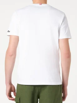 Herren-T-Shirt aus Baumwolle mit grüner Bandana-Tasche