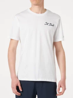 Herren-T-Shirt aus Baumwolle mit St. Barth-Surf-Print
