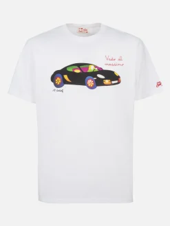 Herren-T-Shirt aus Baumwolle mit Aufdruck und Stickerei „St. Barth Aperitif“ | MARCO LODOLA SONDERAUSGABE