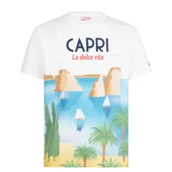 Herren-T-Shirt aus Baumwolle mit Capri-Postkartendruck