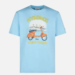 Herren-T-Shirt aus Baumwolle mit Mykonos-Vespa-Aufdruck | VESPA® SONDEREDITION