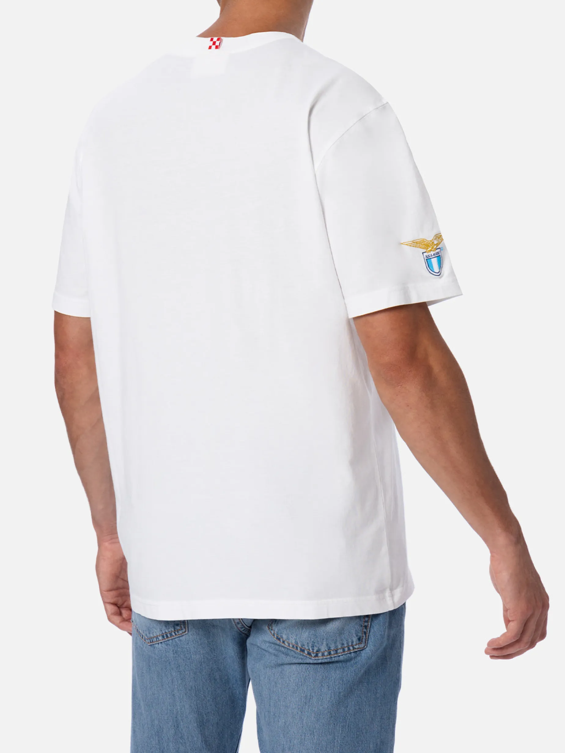 Herren-T-Shirt aus Baumwolle mit Di Padre in Figlio-Stickerei | SS LAZIO SONDERAUSGABE