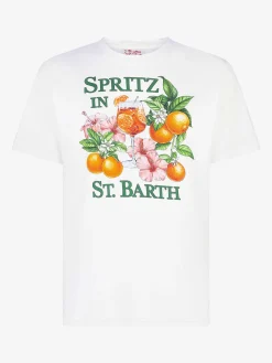 Herren-T-Shirt aus Baumwolle mit buntem Aufdruck