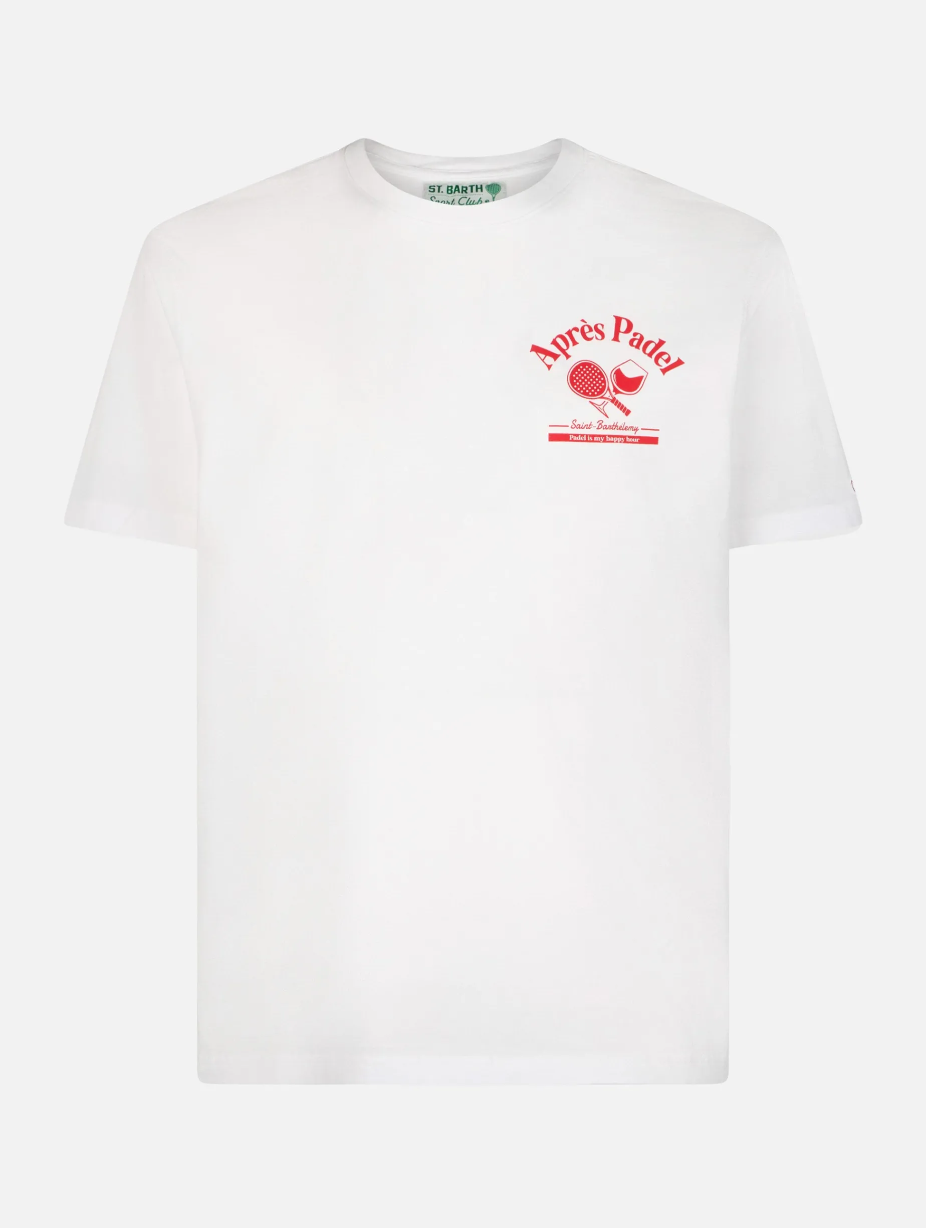 Herren-T-Shirt aus Baumwolle mit platziertem Aprés Padel-Aufdruck