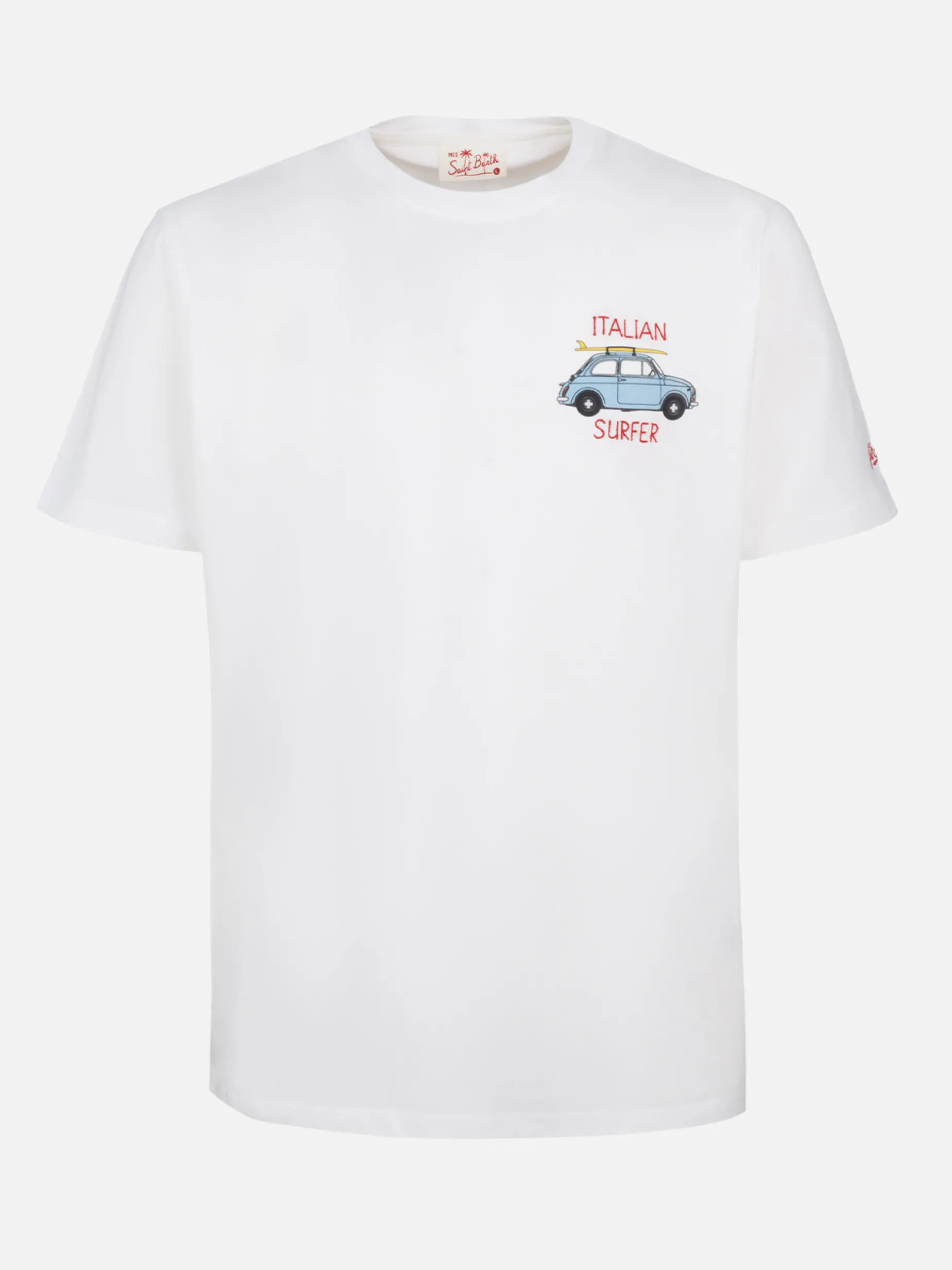 Herren-T-Shirt aus Baumwolle mit platziertem Fiat 500-Aufdruck und Stickerei | FIAT 500 SONDEREDITION