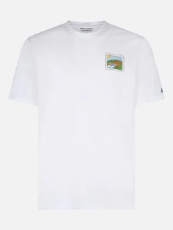 Herren-T-Shirt aus Baumwolle mit Porto Cervo-Postkartendruck auf Vorder- und Rückseite | ALESSANDRO ENRIQUEZ SONDERAUSGABE