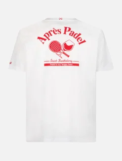Herren-T-Shirt aus Baumwolle mit platziertem Aprés Padel-Aufdruck