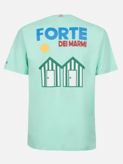 Herren-T-Shirt aus Baumwolle mit platziertem Forte dei Marmi-Postkartendruck