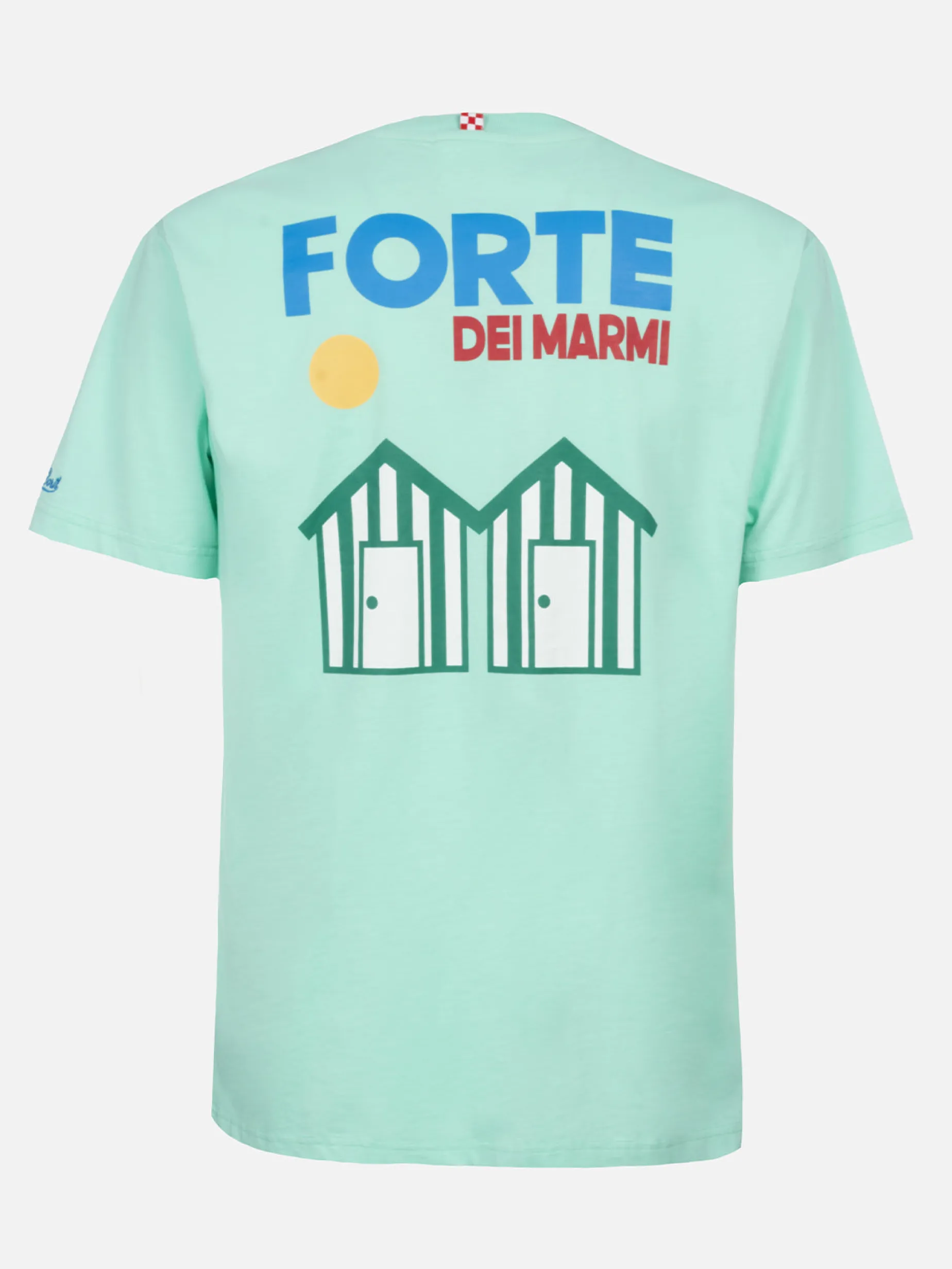Herren-T-Shirt aus Baumwolle mit platziertem Forte dei Marmi-Postkartendruck