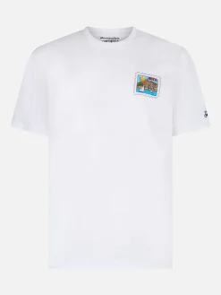 Herren-T-Shirt aus Baumwolle mit Aufdruck „Ibiza-Postkarte“ auf Vorder- und Rückseite | ALESSANDRO ENRIQUEZ SONDERAUSGABE