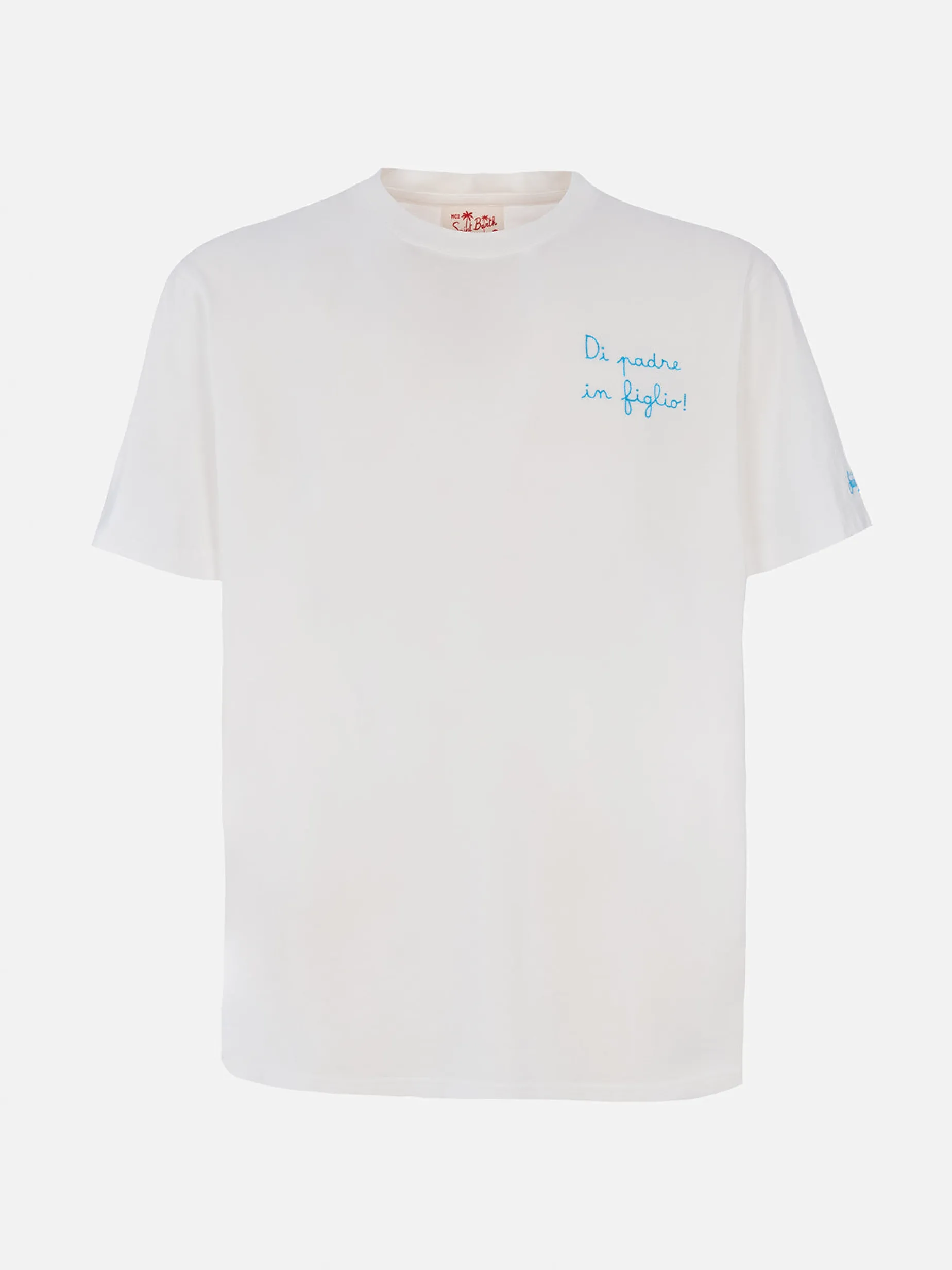Herren-T-Shirt aus Baumwolle mit Di Padre in Figlio-Stickerei | SS LAZIO SONDERAUSGABE