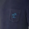 Herren-T-Shirt aus Frottee in Marineblau mit Tasche