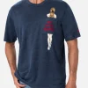 Herren-T-Shirt aus Leinenjersey Ecstasea mit bedruckter und bestickter Tasche