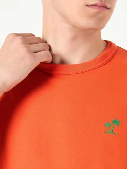 Herren-T-Shirt aus orangefarbener Baumwolle