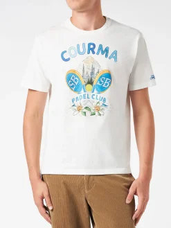 Herren-T-Shirt aus schwerer Baumwolle mit Courma Padel Club-Aufdruck