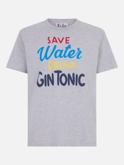 Herren-T-Shirt aus schwerer Baumwolle mit Gin Tonic-Aufdruck