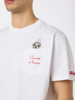 Herren-T-Shirt Austin aus Baumwolle mit Uhrenaufdruck und Stickerei