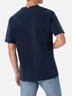 Herren-T-Shirt Austin aus Baumwolle mit Uhrenaufdruck und Stickerei
