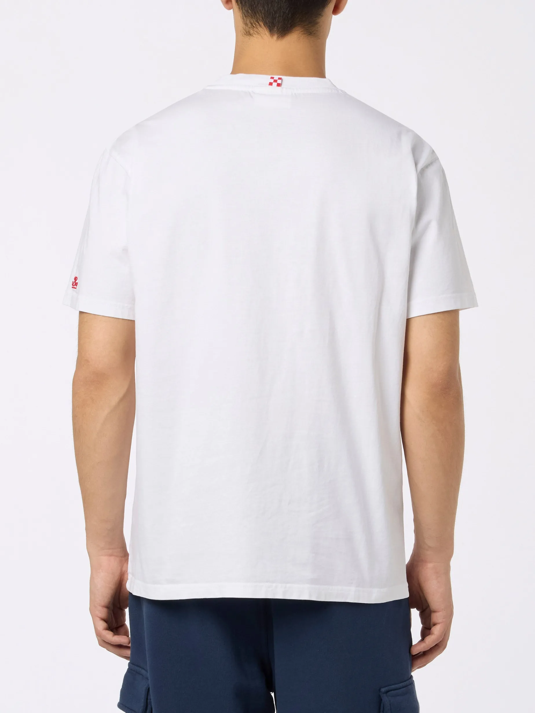 Herren-T-Shirt Austin aus Baumwolle mit Uhrenaufdruck und Stickerei