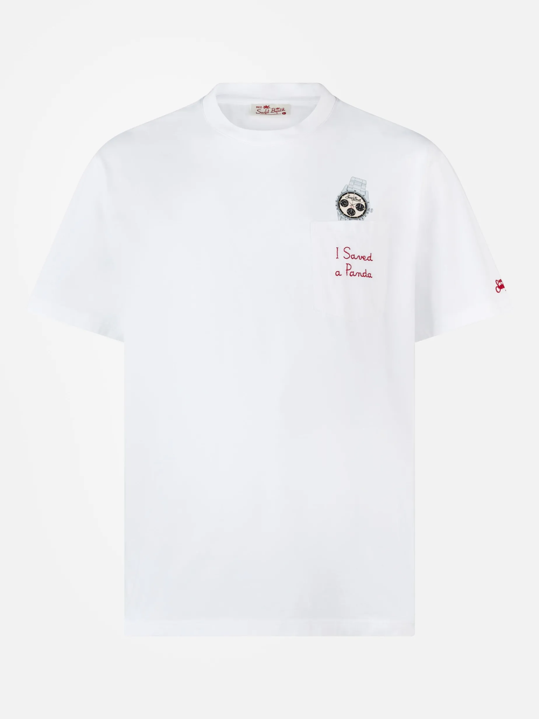 Herren-T-Shirt Austin aus Baumwolle mit Uhrenaufdruck und Stickerei
