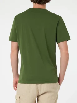 Herren-T-Shirt Dover aus militärgrünem Baumwolljersey mit St. Barth-Stickerei