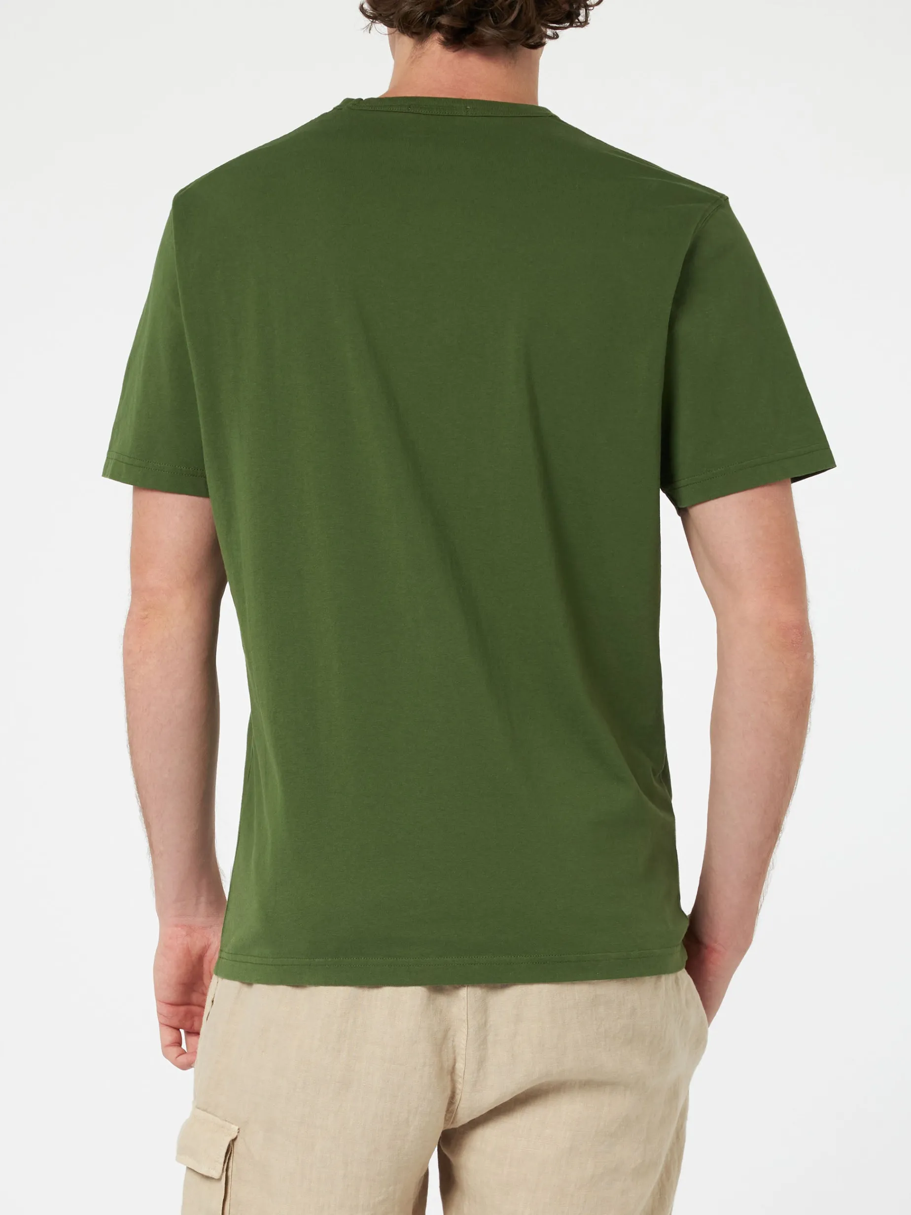 Herren-T-Shirt Dover aus militärgrünem Baumwolljersey mit St. Barth-Stickerei