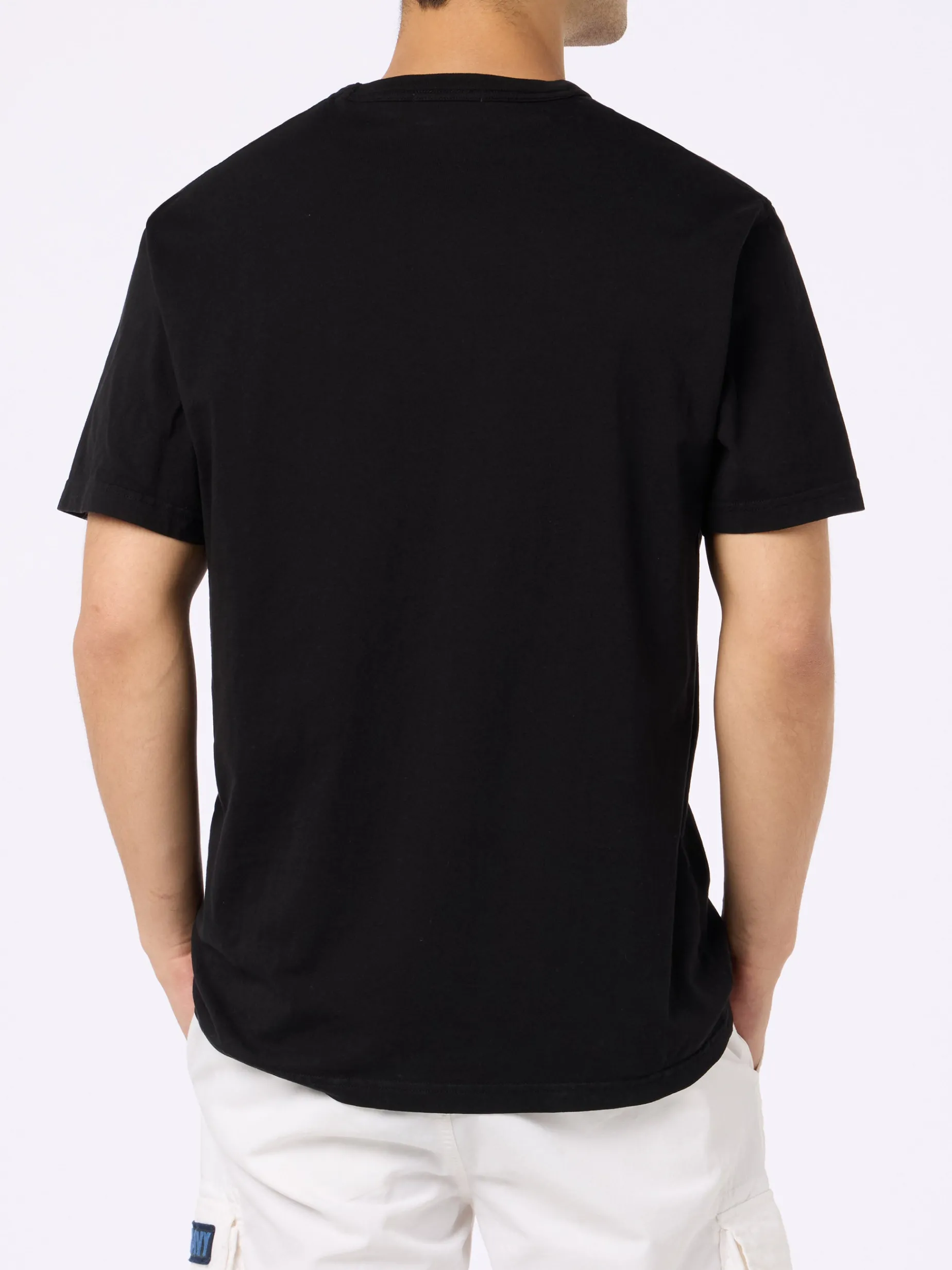 Herren-T-Shirt Dover aus schwarzem Baumwolljersey mit St. Barth-Stickerei