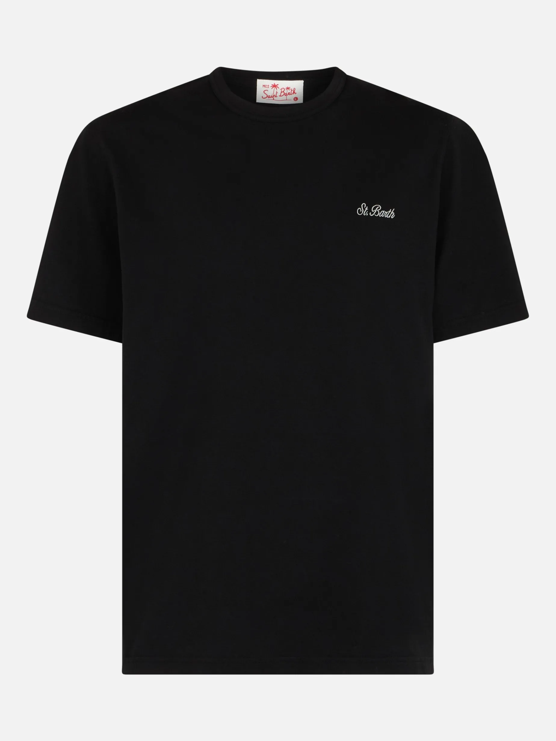 Herren-T-Shirt Dover aus schwarzem Baumwolljersey mit St. Barth-Stickerei