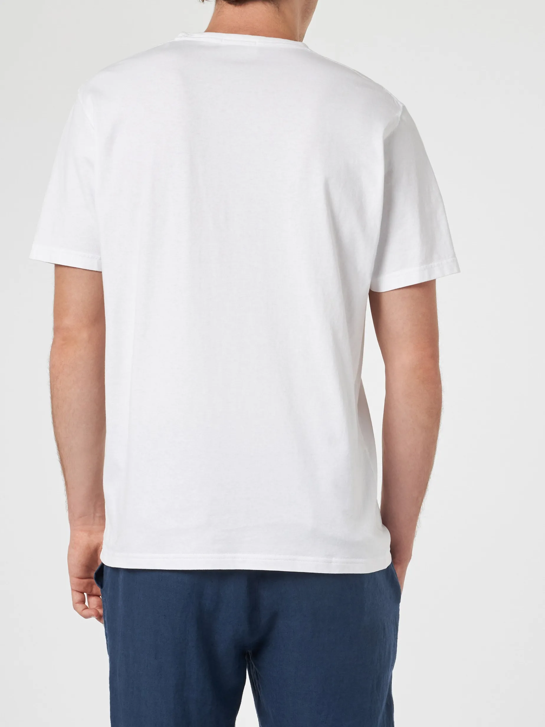 Herren-T-Shirt Dover aus weißem Baumwolljersey mit St. Barth-Stickerei