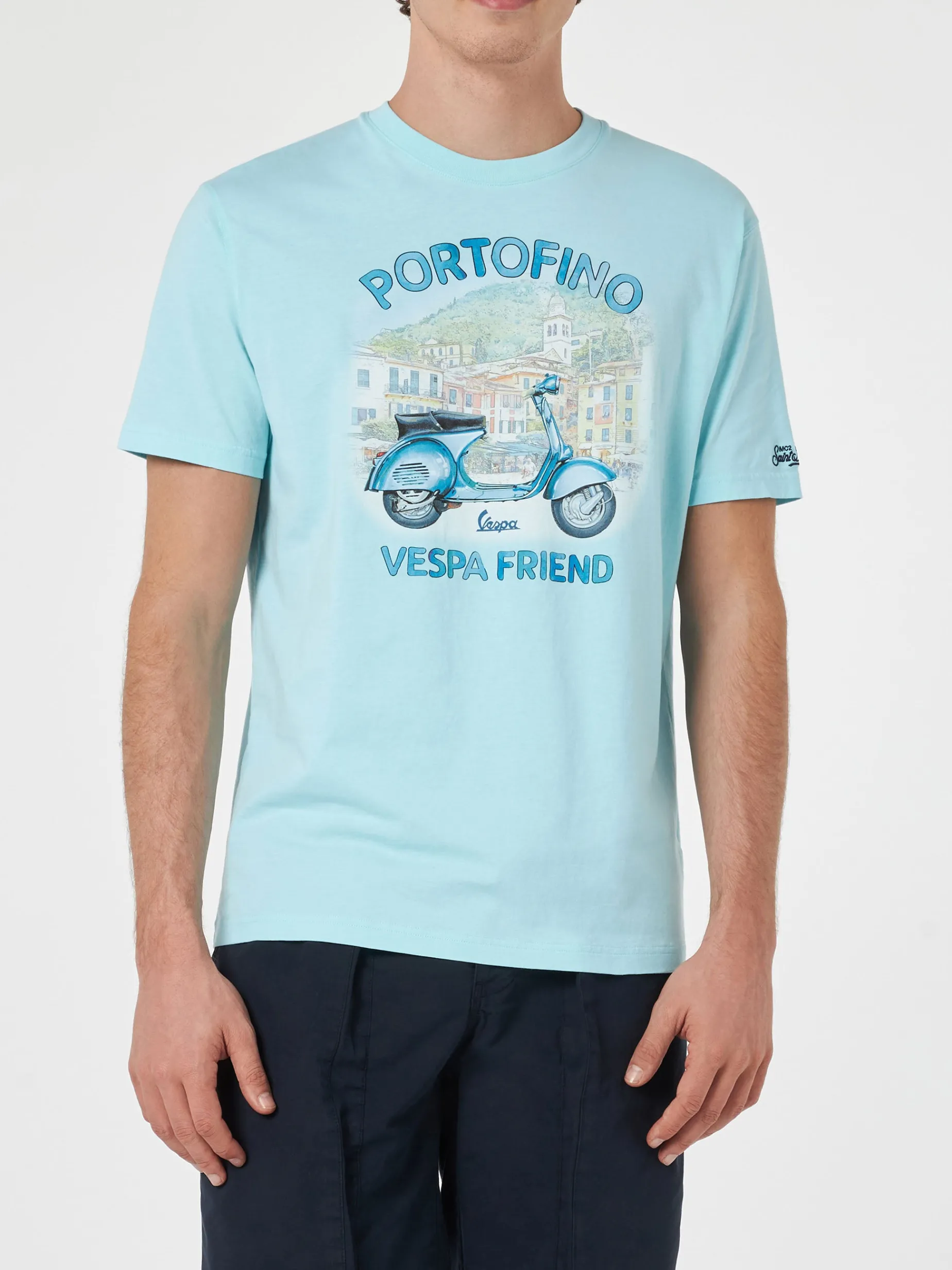 Herren-T-Shirt mit platziertem Portofino Vespa Friend-Aufdruck | VESPA-SONDEREDITION