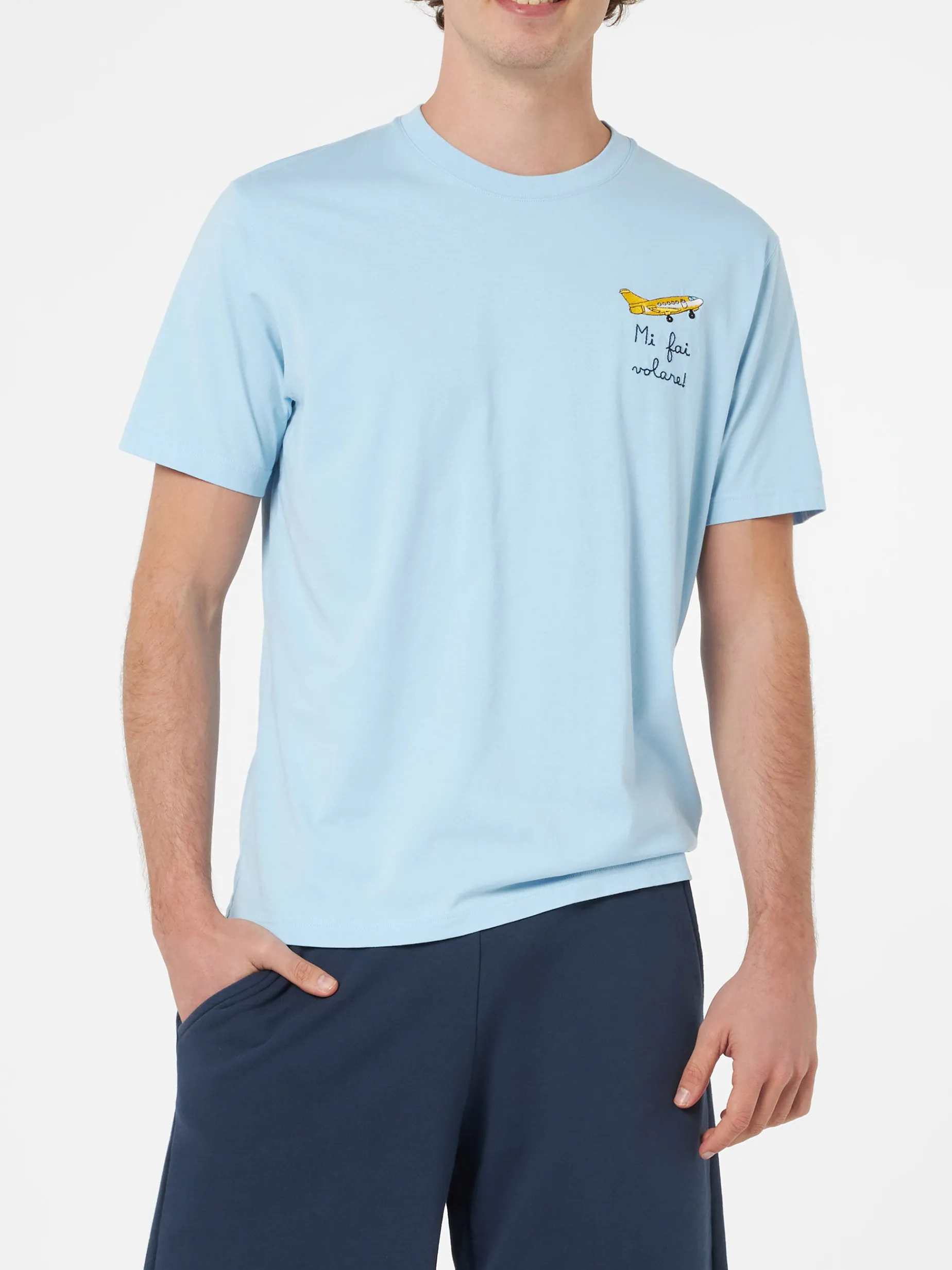 Herren-T-Shirt „Portofino“ aus Baumwolljersey in klassischer Passform mit „Mi fai volare“-Stickerei