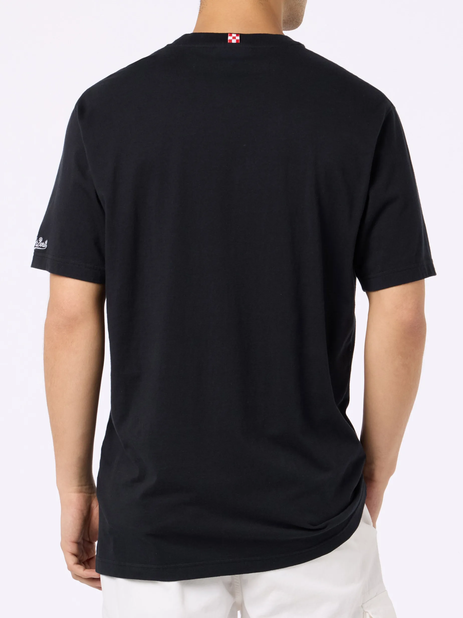 Herren-T-Shirt „Portofino“ aus Baumwolljersey in klassischer Passform mit „Non ci resta che sbocciare“-Stickerei