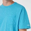 Herren-T-Shirt „President“ aus blau geflammter Baumwolle mit Stickerei
