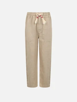 Junge Calais Jr-Hose aus beigem Leinen mit Kordelzug