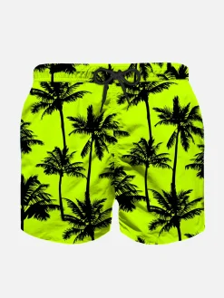 Jungen-Badeshorts aus leichtem Stoff mit Palmen-Allover-Print