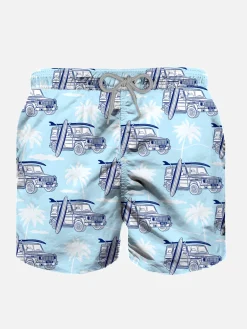 Jungen-Badeshorts aus leichtem Stoff mit Jeep-Print
