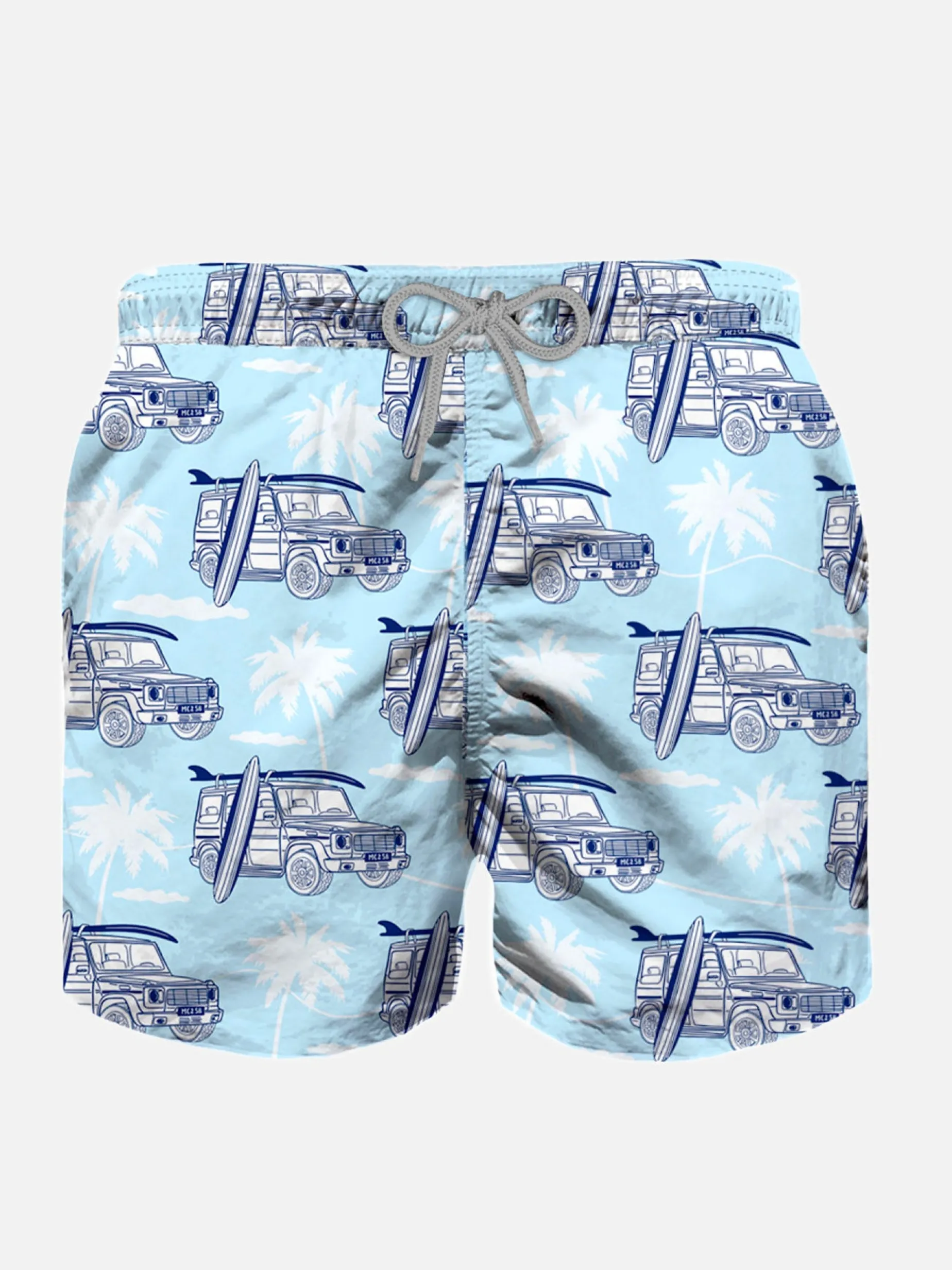 Jungen-Badeshorts aus leichtem Stoff mit Jeep-Print