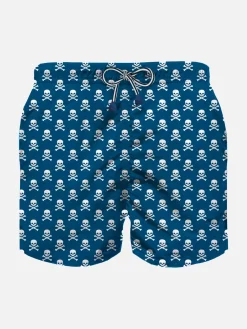 Jungen-Badeshorts aus leichtem Stoff mit Piraten-Print