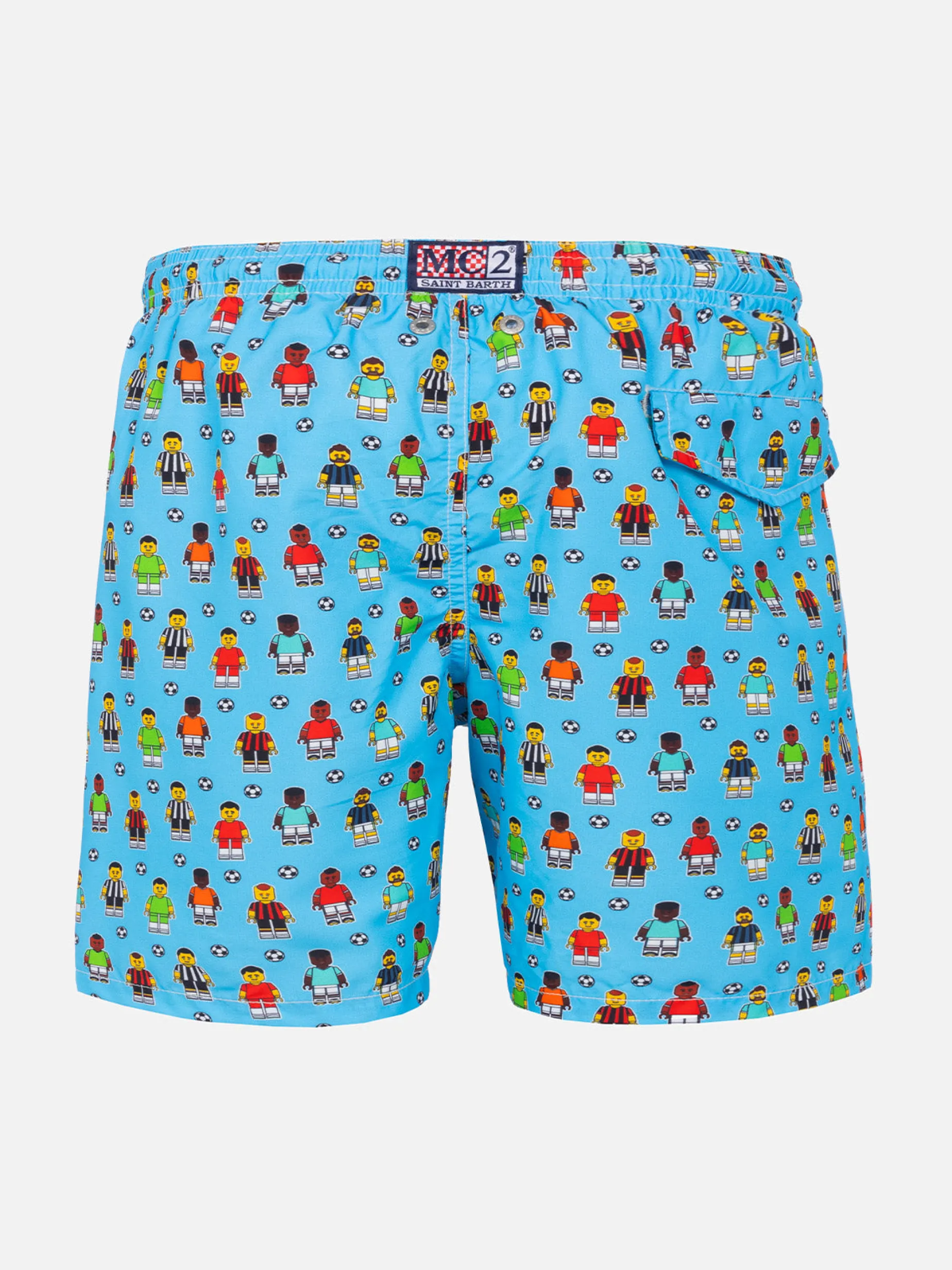 Jungen-Badeshorts mit Fußballspieler-Aufdruck