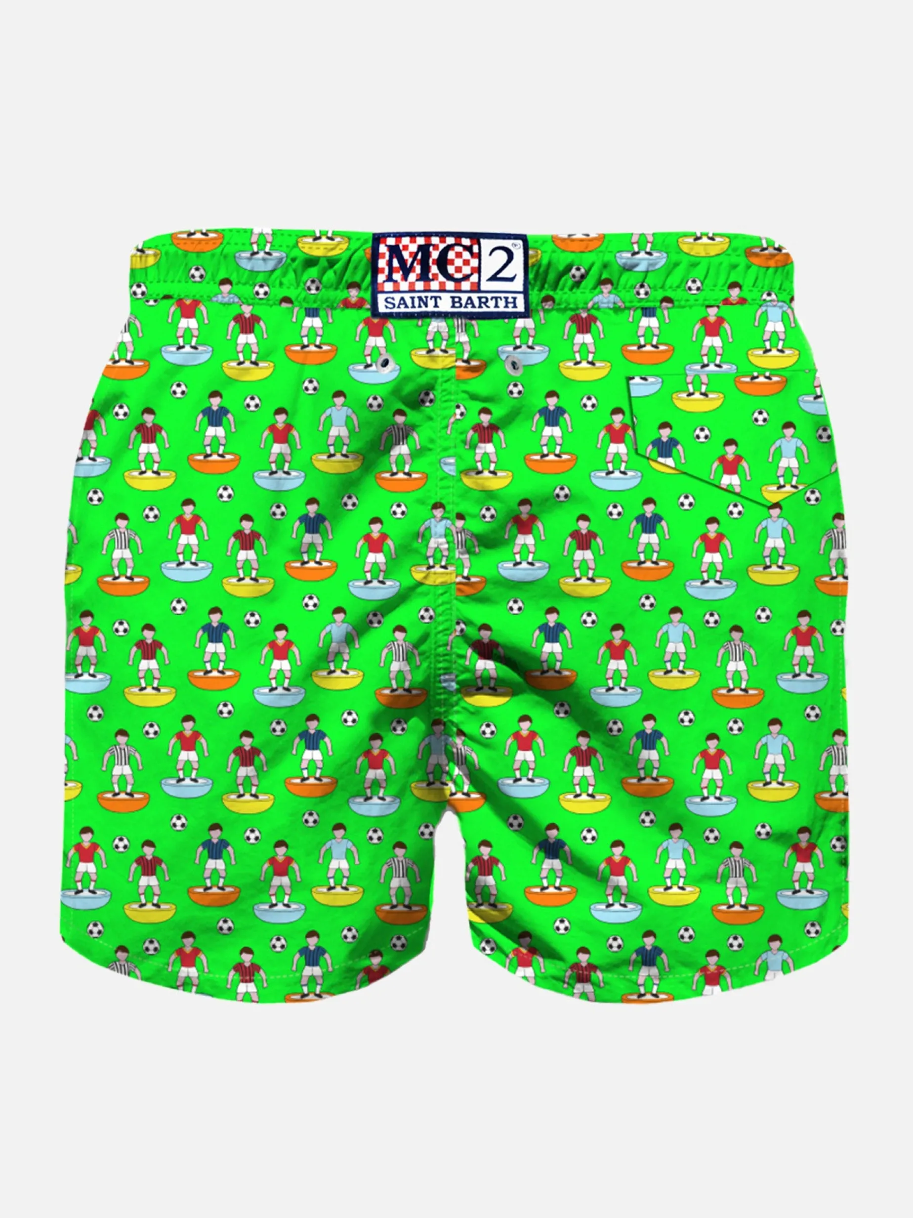 Jungen-Badeshorts mit mehrfarbigen Fußballspielern