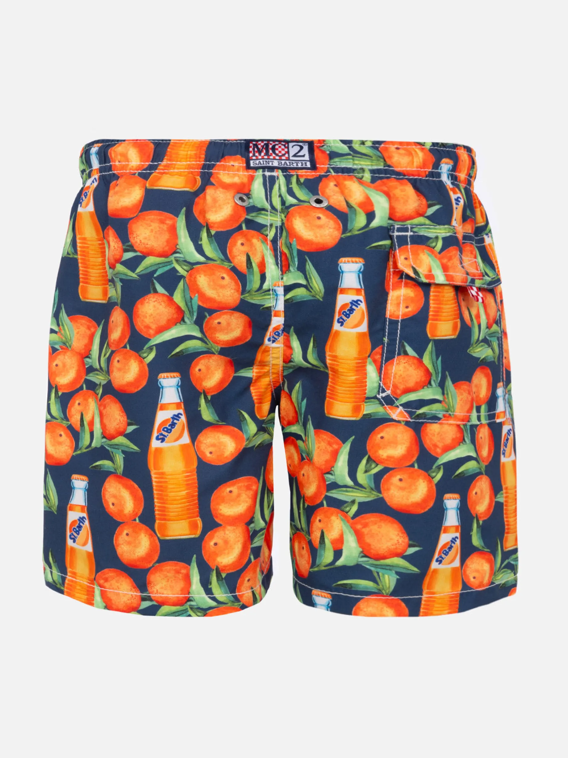 Jungen-Badeshorts mit Orangen-Print